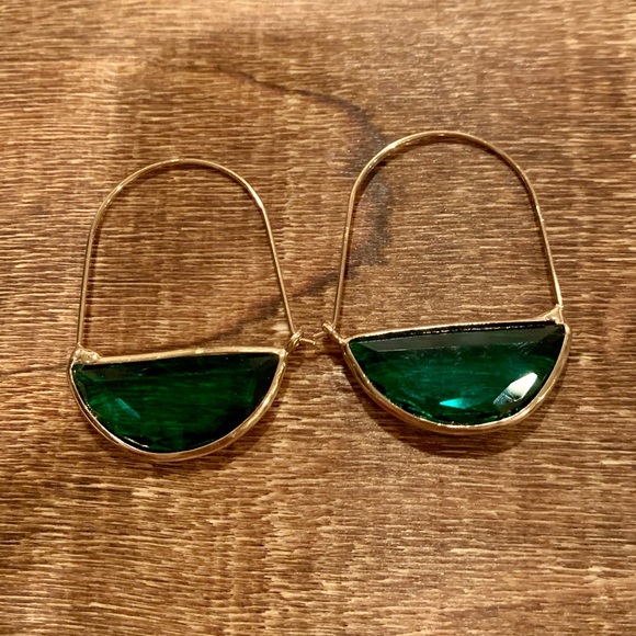 Fashion Jewelry Accessories - Womens green glass earrings